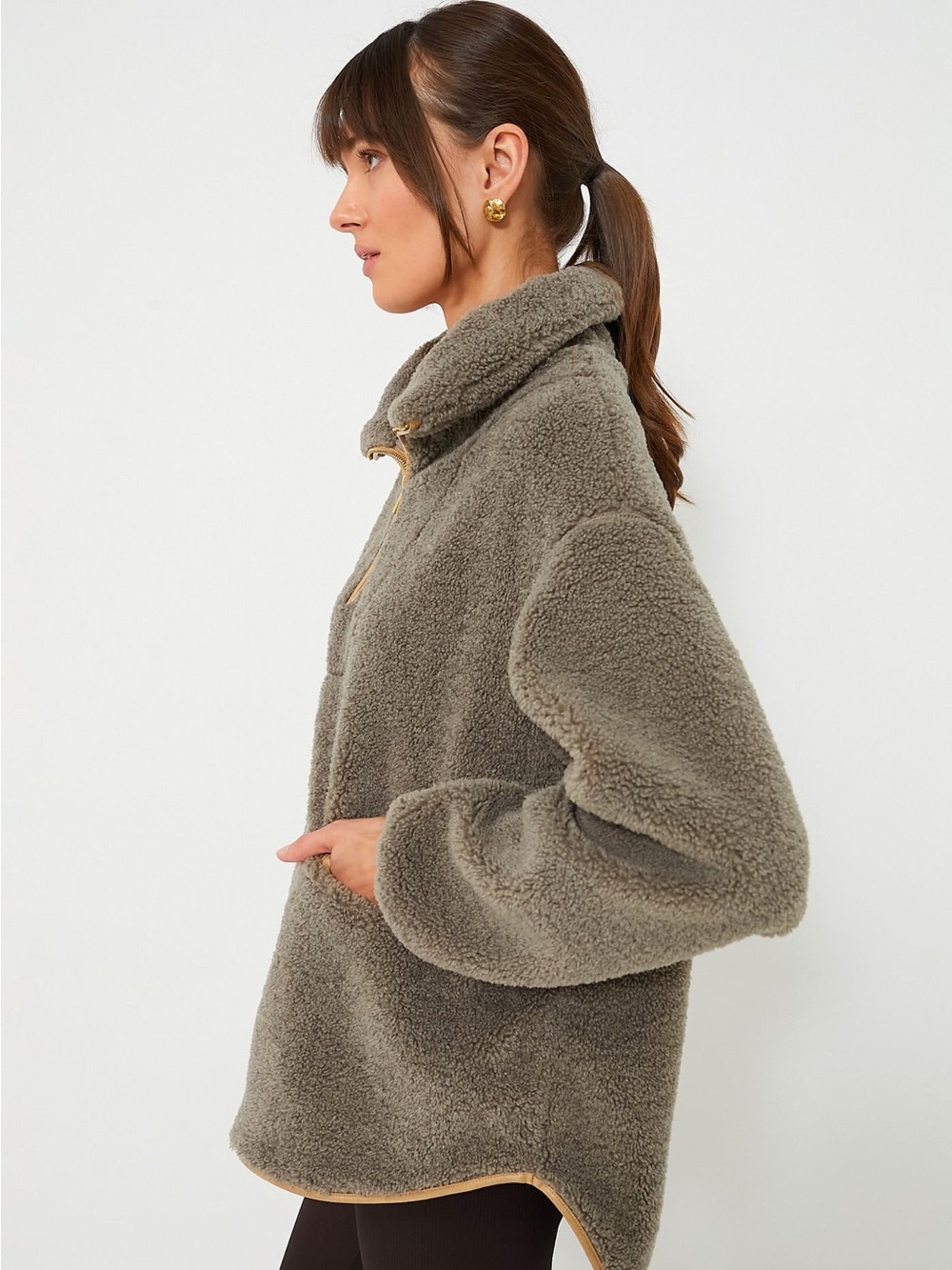 TUCKERNUCK Cozy Olive Rhodes Shearling Quarter Zip Women’s Size XXL
